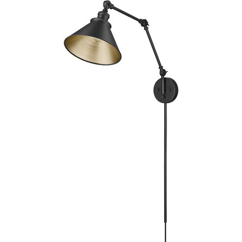Edward 25.5 inch 60 watt Matte Black Swing Arm Sconce Wall Light